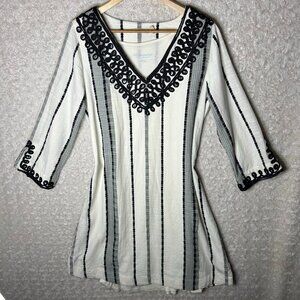 SOFT SURROUNDINGS Coco De Mer Kaftan 2 Piece Dress‎ 100% Cotton Size Medium